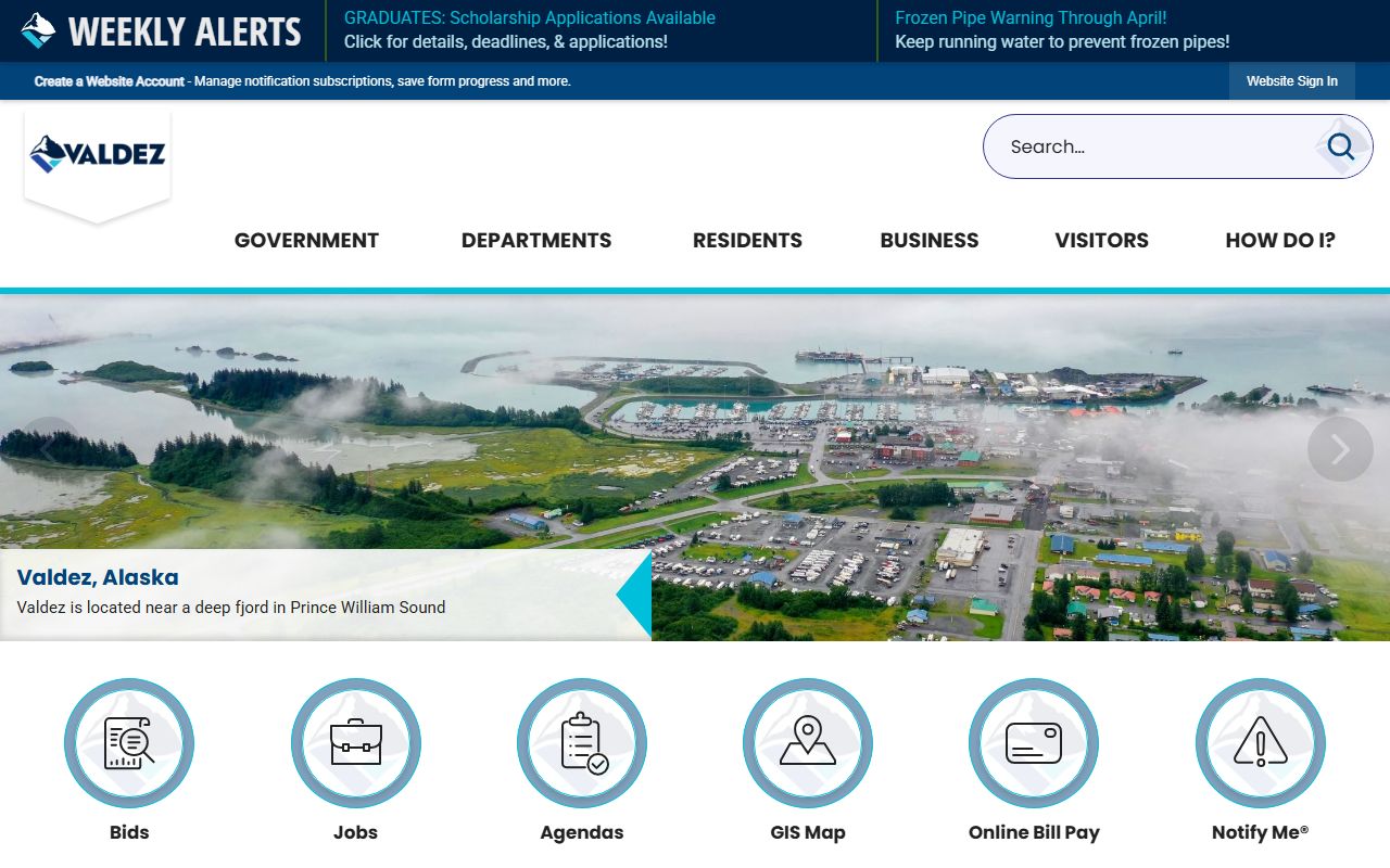 Valdez Police Department website for recent arrests and booking records in Chugach Census Area