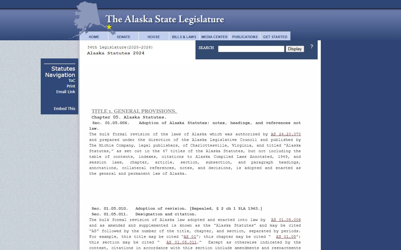 Alaska statutes database covering public records and arrest record access laws